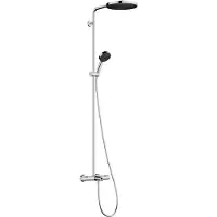 Hansgrohe Pulsify S PURO Système de douche 260, 1jet, thermostat de baignoire Ecostat Fine, douchette à main 3jet, EcoSmart, chrome, 24232000, 24232000