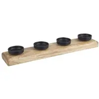 Bizzotto Decorazioni natalizie P.CANDELA 4P GILLIAN RETT NAT-NERO 50X10 - Beige - Unica
