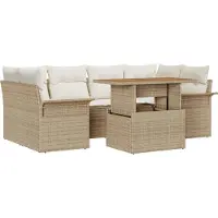 vidaXL Set da giardino con divano, 7 pezzi, color beige, in rattan sintetico