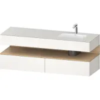 Duravit Collection One lavabo à encastrer avec meuble sous-vasque en console, 1600x550x600mm, niche en chêne naturel, vasque à droite, QA4796030840010, QA4796030840010