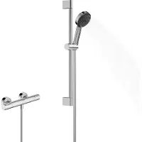 Hansgrohe Pulsify Select S set de douche 105, 3jet Relaxation, élément Ecostat, EcoSmart, barre de douche 650mm, 24272000, 24272000