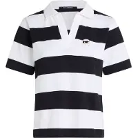 Karl Lagerfeld Ikon Patch Stripe Sslv Polo Black-cannoli Cream Taglia: XS | Polo Outlet | Donna | Bianco