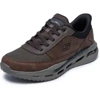 SKECHERS per uomo. 210981 Sneakers Arch Fit Orvan Moxley in pelle marrone (43), Basso, Stringhe, Casual