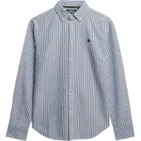Superdry per donna. W4010565A Camicia Oxford blu slim (XL), Casual, Cotone, Manica lunga