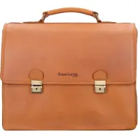 Greenland Nature Cartella Protezione RFID Vera Pelle 40 cm Vano porta PC marrone