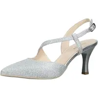 Nero Giardini chanel donna con fascia trasversale glitter e tacco basso argento