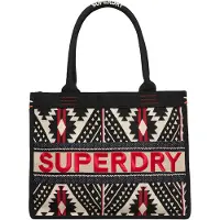 Superdry per donna. W9110411A Borsa tote nera Luxe ricamata (OSFA), Nero, Casual, Sintetico