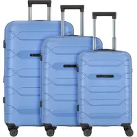 Polestream Strz by Asteroid 4 ruote Set di valigie 3 pezzi espandibile blu