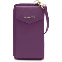 Lazarotti Portafoglio con chiusura a zip in pelle di Bologna, custodia per cellulare, 19 cm viola