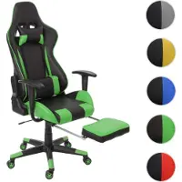 Mendler Sedia da ufficio relax HWC-D25 XXL, sedia da scrivania, sedia da gioco, poggiapiedi con capacità di carico di 150 kg ~ nero/verde