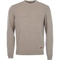 Barbour Maglione uomo beige girocollo in lana con patch