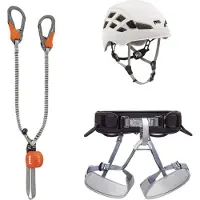 Petzl Kit Via Ferrata Eashook Set via ferrata (Harness: 76-107 cm - Helmet: 53-61 cm, grigio)