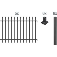 Alberts 510305 Set completo di recinzione Chaussee, da avvitare, nero opaco, altezza 100 cm, lunghezza 10 m
