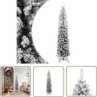 The Living Store Albero di Natale Artificiale Slim con Neve Verde 180 cm PVC