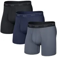 Saxx - Set da 3 boxer traspiranti - Quest Quick-Dry Mesh BB Fly 3pk Black/Turbulence/Maritime per Uomo - Taglia S