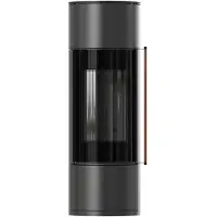 Kratki Stufa in acciaio AMBLER Ø 150 7 kW nero con maniglia a molla della porta Legno Jatoba