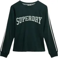Superdry per donna. W6012134A T-shirt verde con grafica (L), Casual, Cotone, Manica lunga
