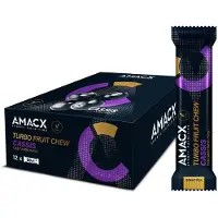 Amacx Scatola Di Barrette Energetiche Gommose Trubo Fruit Ribes Nero 50g 12 Unità