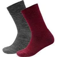 Devold Kid's Daily Merino Medium Sock 2-Pack Calze casual Bambini (31-34, rosso)