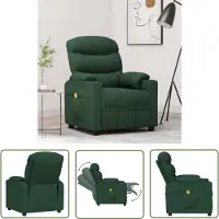 The Living Store Sedia da massaggio in tessuto verde scuro