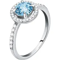 Morellato Anello Argento Con Zircone Blu Cristalli Tesori SAIW9701 Circuito 56 mm — Anello