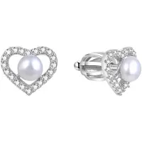 Beneto Orecchini cuore argento vera perla AGUP1659PS — Orecchini