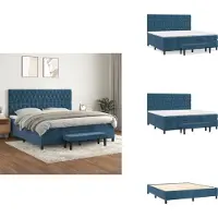 vidaXL Letto a molle con materasso blu scuro 200x200 cm in velluto - Letti e strutture letto