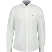 Gant per uomo. 3230115 Camicia Oxford slim fit elasticizzata bianca (L), Bianco, Casual, Cotone, Classico, Manica lunga