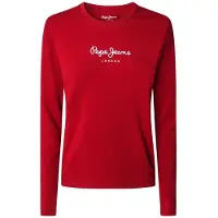 Pepe Jeans per donna. PL505203 Nuova maglietta rossa della Virginia (XL), Rosso, Casual, Cotone, Manica lunga