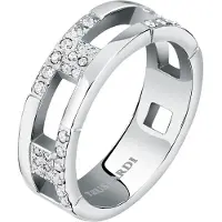 Trussardi Anello In Acciaio Con Zirconi T-Logo Tjaxc40 Circuito 56 Mm — Anello