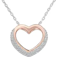 Silvego LPS0243R Collana Bicolore in Argento Cuore con Zirconi — Collana