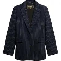 Superdry per donna. W5012032A Americana Pinstripe Boyfriend blu marino (XL), Casual, Classico, Poliestere, Navy