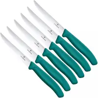 Victorinox Swiss Classic Steak &amp; Pizza Knife 6.7234.6C1 Wavy, Green, set di 6 coltelli da carne dentellati