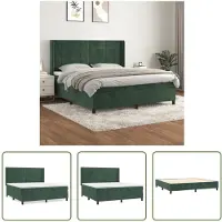The Living Store Letto a molle con materasso verde scuro 180x200 cm in velluto