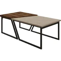 Skye Decor , Verona P0024623 - Travertino, Noce rustico, Set di tavolini, Travertino, pannello truciolare rivestito al 100% in melamina, 60-80 x 60 x 38,8 cm
