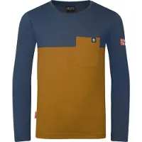 TROLLKIDS Kid's Bergen Longsleeve Maglia a manica lunga Bambini (128, blu/marrone)