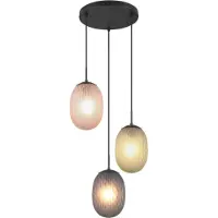 TRIO Lighting Lampada a sospensione Facette, multicolore, Ø 43 cm, a 3 luci, vetro