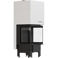 Kratki Inserto per caminetto REGNOR 600/400 7 kW Ø 200 3 lati in vetro nero con porta a molla