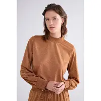 Summum Woman Smocked Top Fine Lurex Jersey Caramel Coffee Taglia: XS | Maglie a manica lunga Outlet | Donna | Marrone