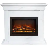 Xaralyn Stufa elettrica - modello EFL-ML - aspetto marmorizzato - potenza di riscaldamento di 1500 Watt - con telecomando - include mensola per camino e inserto camino - stufa decorativa