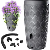Kadax Serbatoio per acqua piovana , 240 l, barile d'acqua, contenitore con rubinetto, vaso per fiori, grande