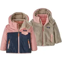 Patagonia - Giacca reversibile - Baby Reversible Tribbles Hoody New Navy w/Mallow Pink in Pelle - Taglia Bambino 3a - Rosa
