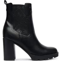 GUESS stivaletti alti con fasce elastiche laterali stampa peony e logo 4g in rilievo neri