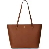 Ralph Lauren Karly Borsa a spalla Vera Pelle 26 cm marrone