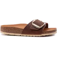 Birkenstock per donna. 1006525 Sandali in pelle Madrid Big Buckle (Vestibilità Stretta) marrone (38), Basso, Nessuno, Casual