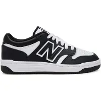 New Balance unisex per bambino. GSB480V1 Sneaker 480 in pelle bianca e nera (40), Nero, Basso, Stringhe, Casual, Sportivo, moda per bambini