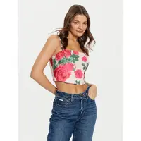 Guess Marciano GUESS Eco Raissa Bustier Top Blurred Roses Print Taglia: XS | Canottiere Outlet | Donna | Rosa