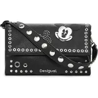 Desigual , Borsa media con borchie Mickey Mouse, Poliuretano, Nero, U
