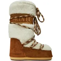Moon Boot per donna. 80D1402610 LAB69 Stivali in pelle crema con shearling marrone (35/38), Stringhe, Casual, Neve