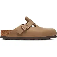 Birkenstock per uomo. 1019484 Zoccoli in Pelle Boston Soft (Vestibilità Stretta) beige (41), Basso, Nessuno, Casual